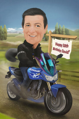 24255b-Motorbike-50th-Birthday-Caricature