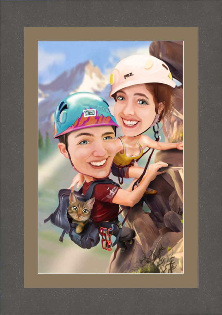 Couple Climbing Caricature Framed