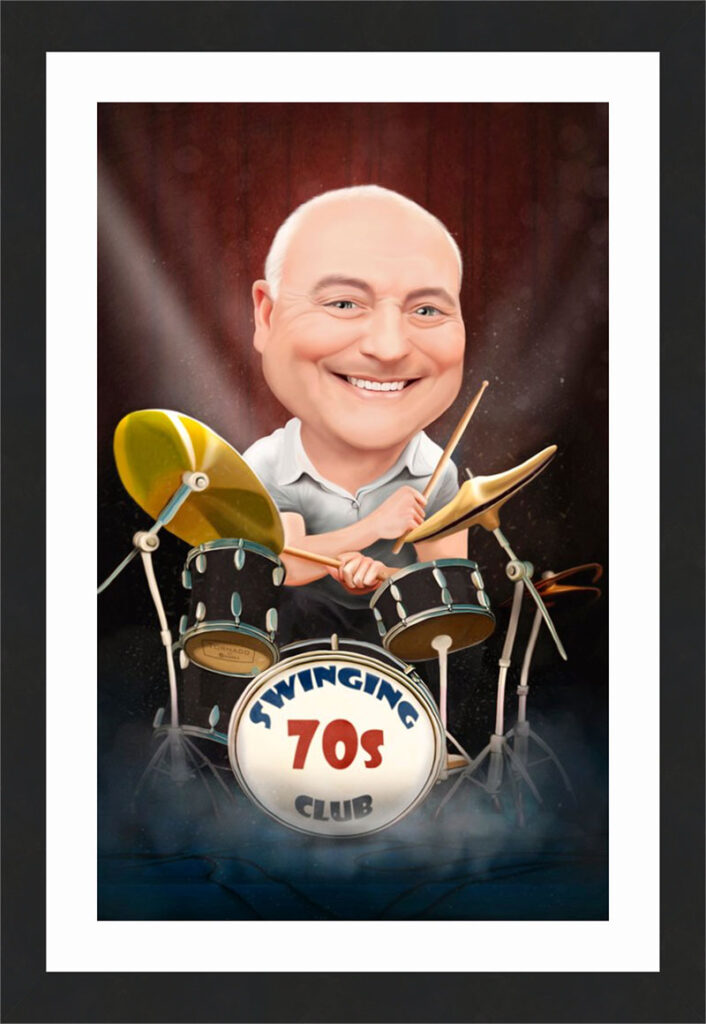 Drummer Caricature Framed