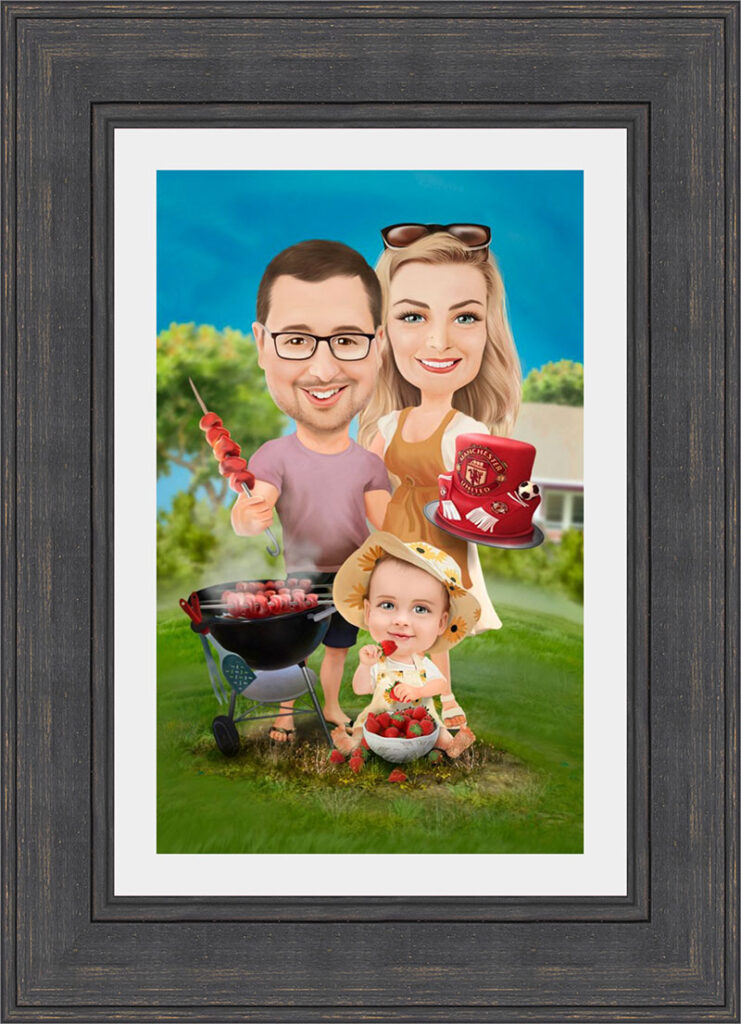 Family Caricature Framed