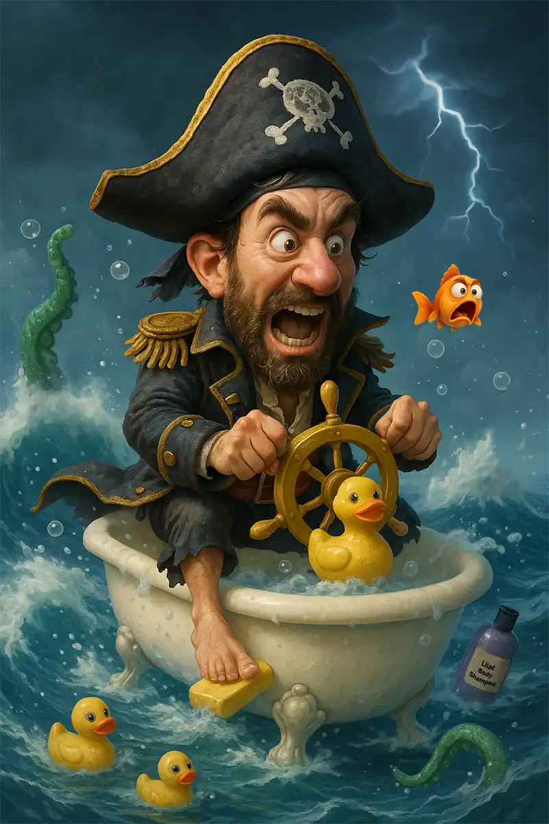 Pirate Bathtime Adventures Caricature